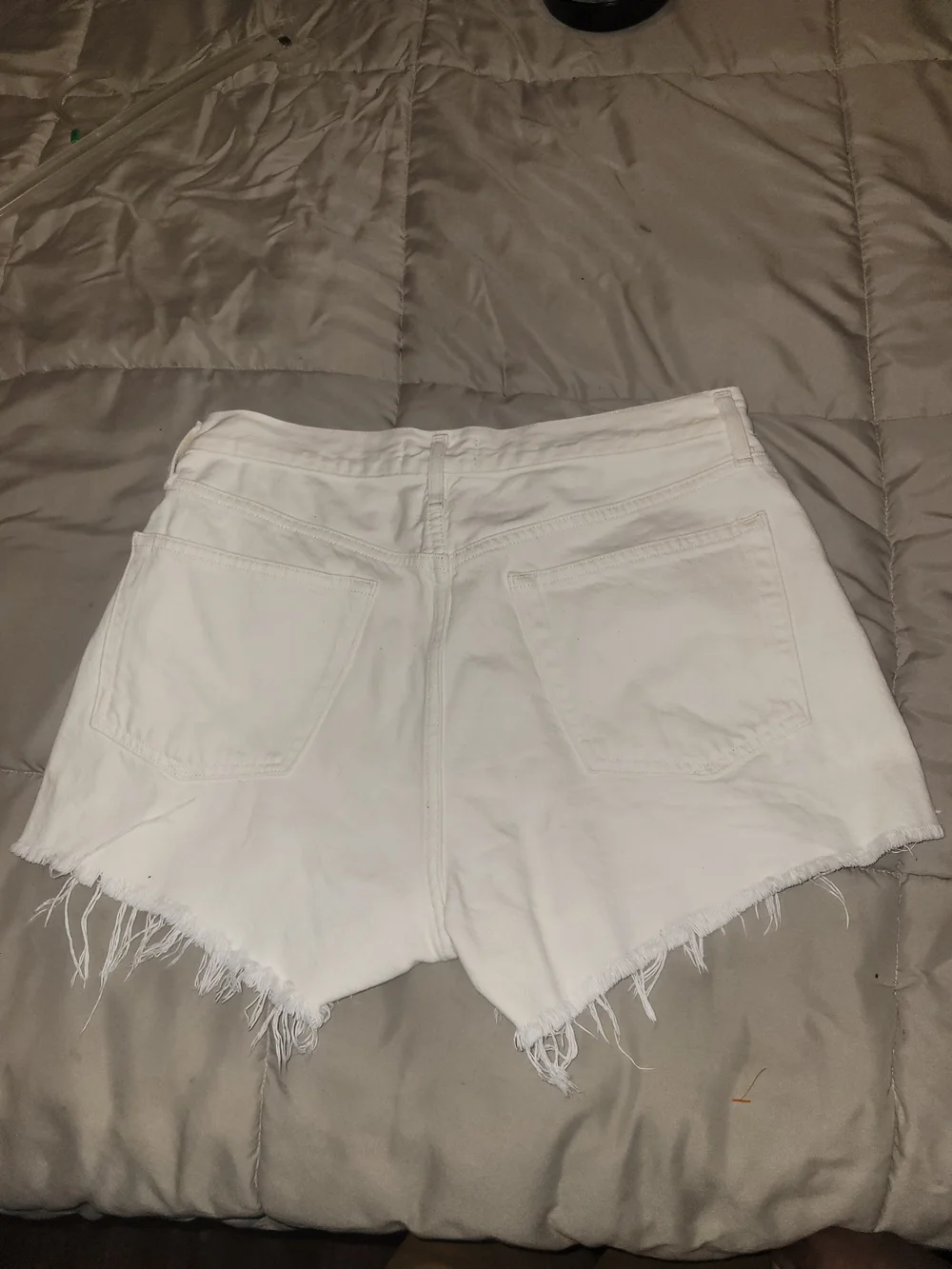 Agolde White Raw-Hem High-Rise Denim Shorts - Picture 2 of 3